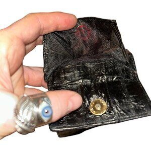 Vintage 100% eel Skin black wallet card bi fold coin holder